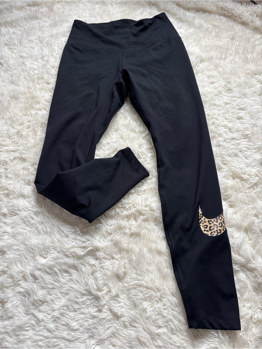 Nike Black Crewneck Sweatshirt with Leopard Swoosh and matching leggings - Picture 9 of 16